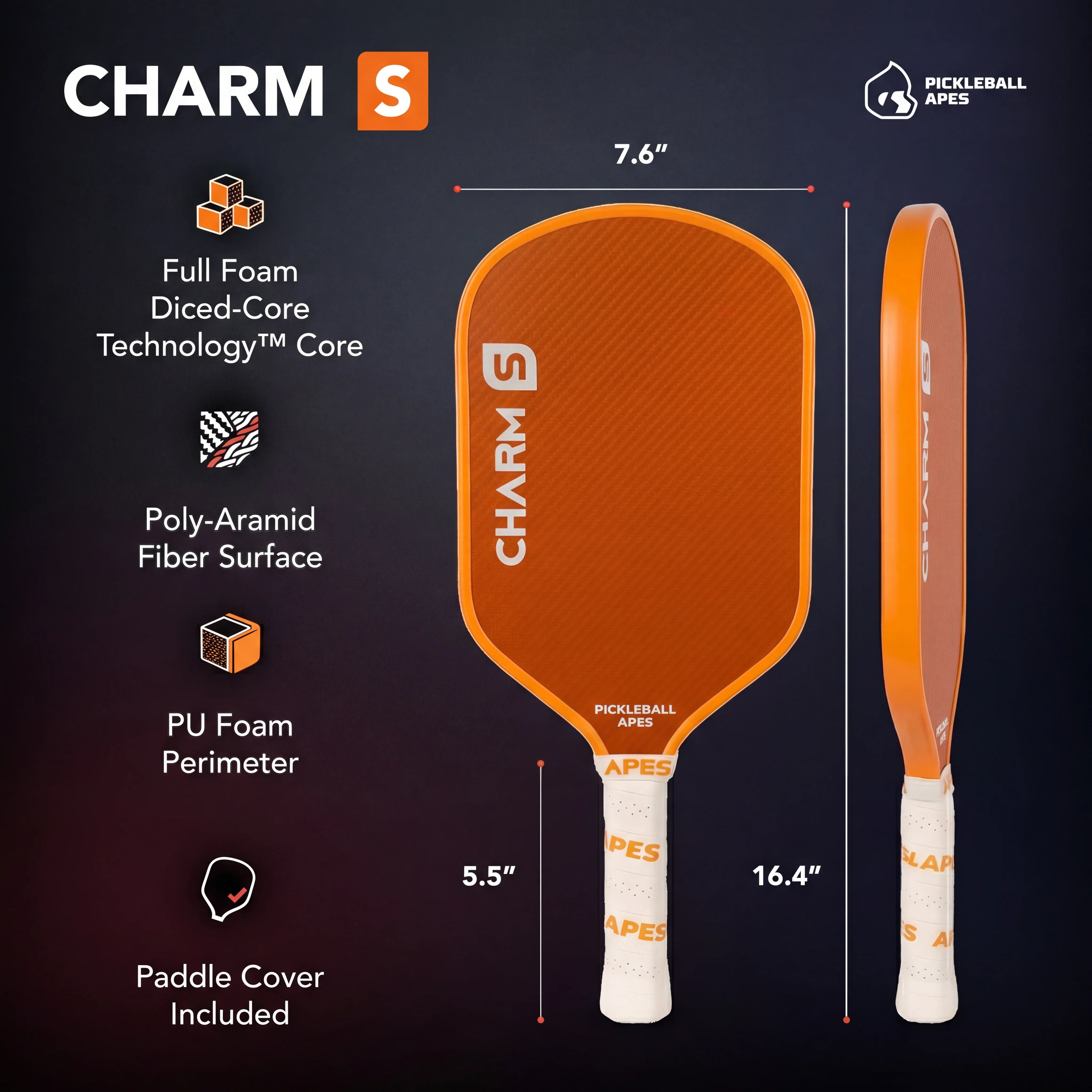 APES  Charm S Pickleball Paddle 16mm